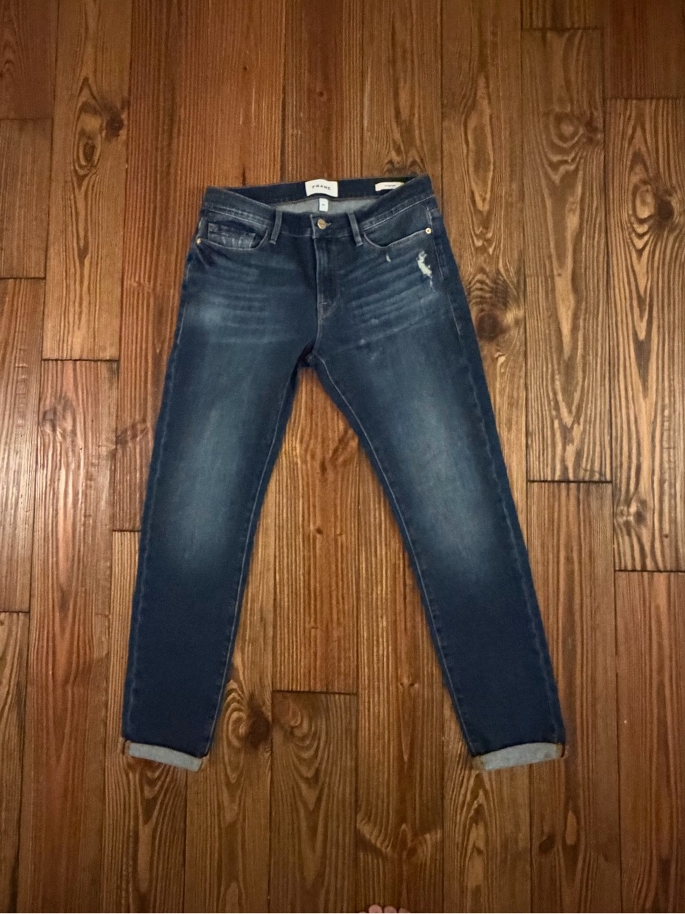 Frame Denim Dark Blue Ankle Crop Slim Jeans